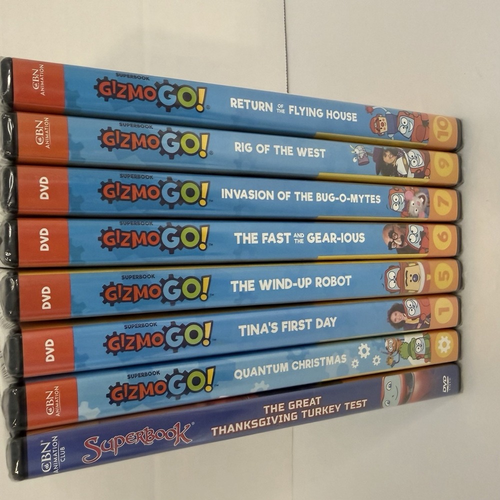8 Superbook /Gizmo Go Christian DVDS  Bible Religious Education Homeschool New